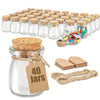 40pcs Small Glass Jar with Wooden Stopper Lid 3.4 Oz Yogurt Pudding Jar Candy Storage Glass Container with Label And Rope Suitable for Wedding Party Gifts
