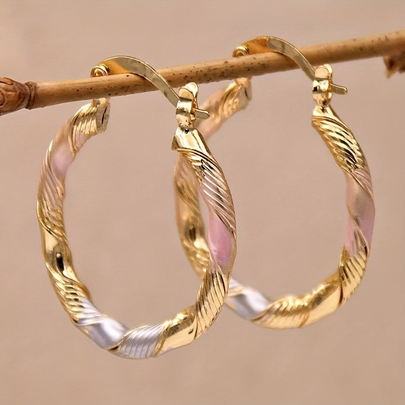 Round Hoop Earrings with Vintage and Boho Twisted Patterns, Casual Jewelry for Weddings and Parties, Birthday Gifts for Women