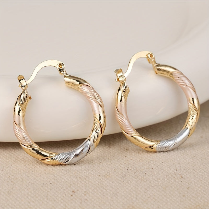 Round Hoop Earrings with Vintage and Boho Twisted Patterns, Casual Jewelry for Weddings and Parties, Birthday Gifts for Women