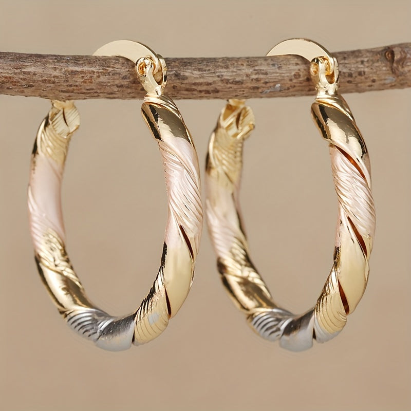 Round Hoop Earrings with Vintage and Boho Twisted Patterns, Casual Jewelry for Weddings and Parties, Birthday Gifts for Women