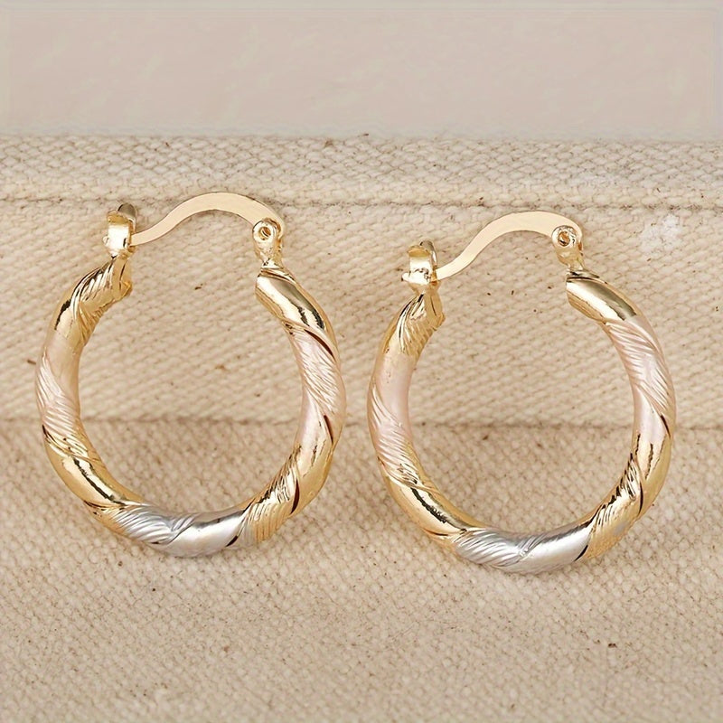 Round Hoop Earrings with Vintage and Boho Twisted Patterns, Casual Jewelry for Weddings and Parties, Birthday Gifts for Women
