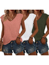 Bliwov 3 Pack Women's Cap Sleeve Tank Tops U Neck Spring Summer Tops Casual Loose Fit Basic Tee Shirts 2024 Fashion Clothes