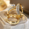 A Stunning Bridal Ring Set Featuring a Glamorous And Elegant Three-Piece Design for Banquet Parties.