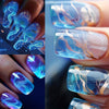 72PCS (3 PACK) fake nail patch, Jellyfish Nail Wear Nail Patch, Europe and the United States wear Nail Under the Sea World Nail Patch and simple cool ice translucent blue halo gradient nail patch line Pure to wear nail