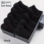 80pcs No-Show Socks - Breathable, Lightweight Polyester Ankle Socks in Black, White & Gray for Summer, Thin, Boat Socks