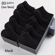 80pcs No-Show Socks - Breathable, Lightweight Polyester Ankle Socks in Black, White & Gray for Summer, Thin, Boat Socks