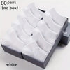 80pcs No-Show Socks - Breathable, Lightweight Polyester Ankle Socks in Black, White & Gray for Summer, Thin, Boat Socks