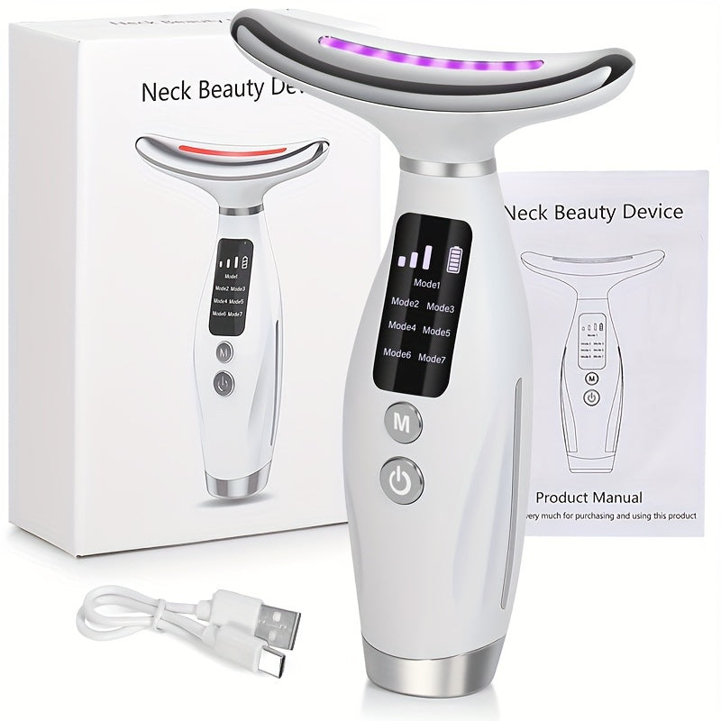 Portable Face And Neck Massager, USB Charging, 7 Modes Facial Massage Care Tool, Beauty Skin Care, For Daily Skin Care Routine, Facial Massager Skin Care Tool