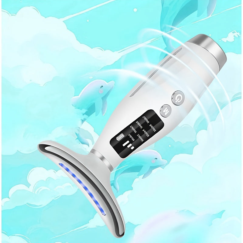 Portable Face And Neck Massager, USB Charging, 7 Modes Facial Massage Care Tool, Beauty Skin Care, For Daily Skin Care Routine, Facial Massager Skin Care Tool
