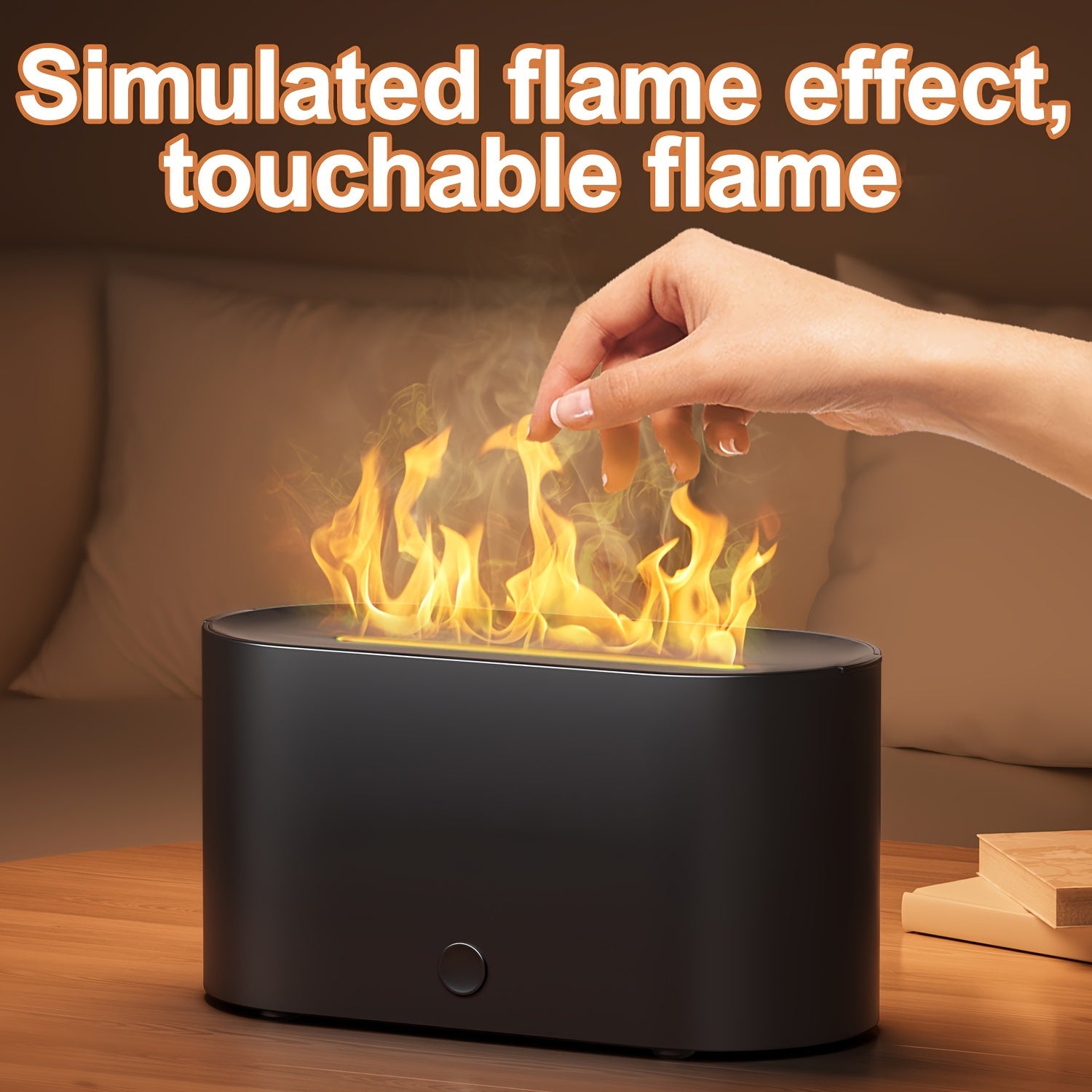 6 Colors Simulated Flame Humidifier, Simulated Flame Shape Smoke Design, Use in The Bedroom at Night, Essential Oils Can Be Added As an Air Aromatherapy Diffuser, Suitable for Home, Office, Gift, Atmosphere Light, Halloween,