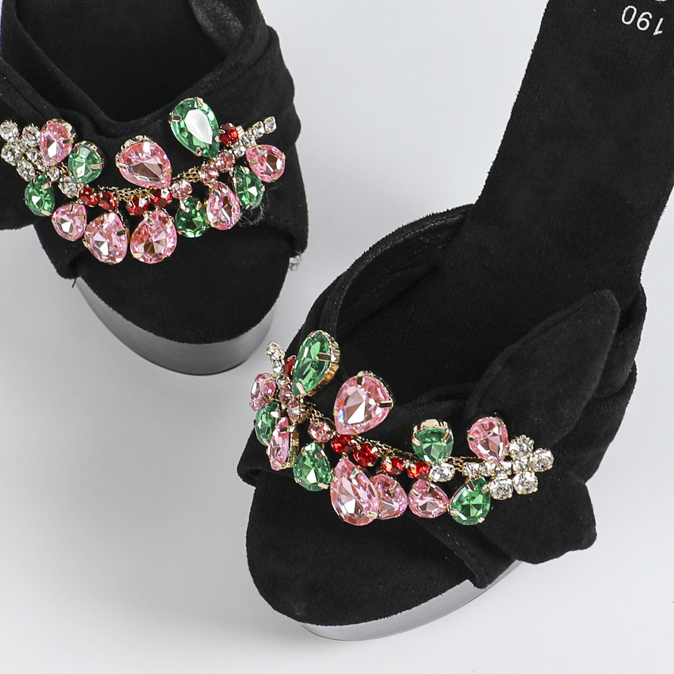 [Wangfa Stock] Rhinestone Catwalk Artifact Model High Heels Stiletto Sexy Waterproof Platform 5.91inch