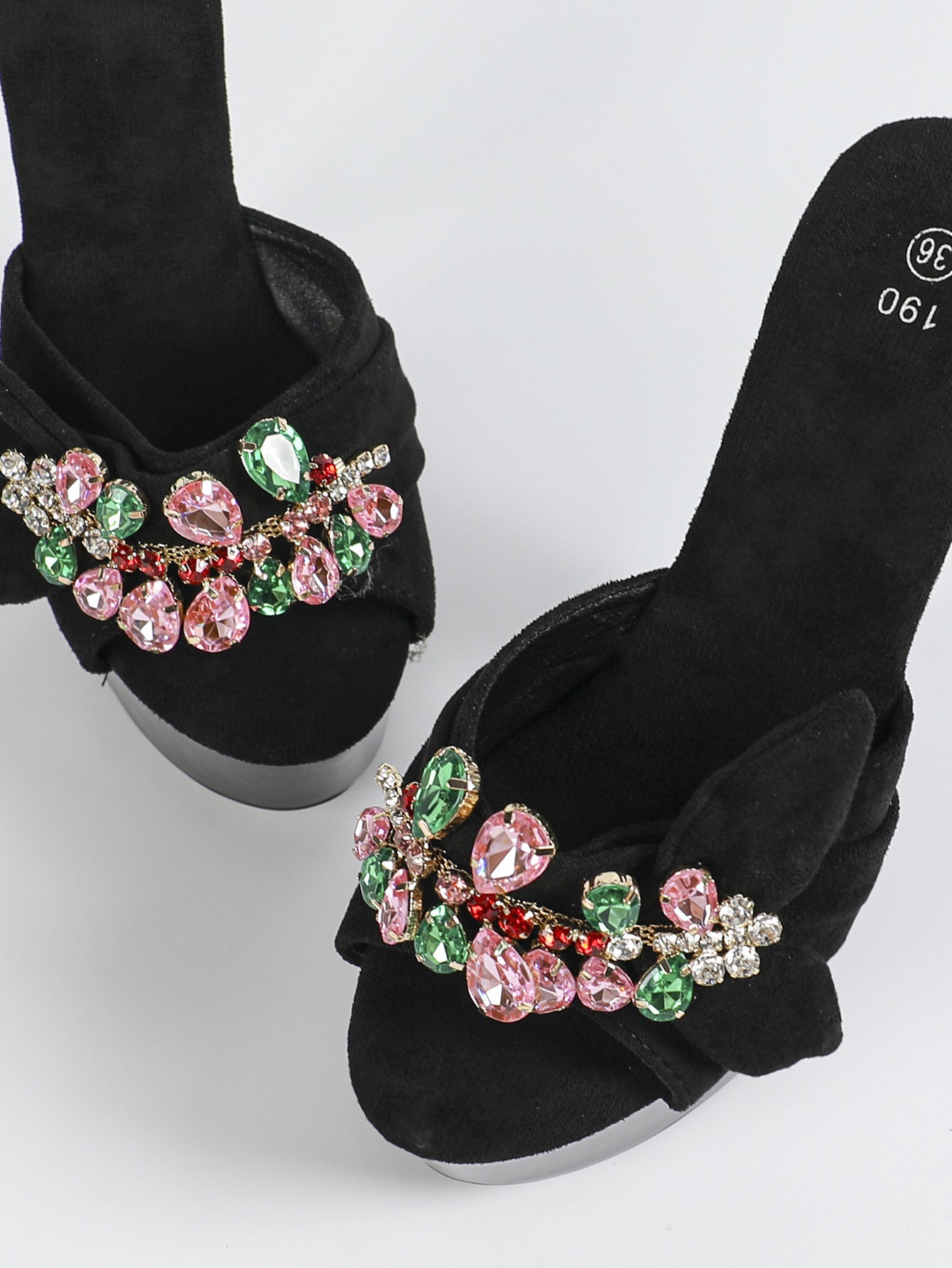[Wangfa Stock] Rhinestone Catwalk Artifact Model High Heels Stiletto Sexy Waterproof Platform 5.91inch