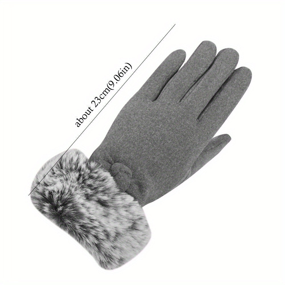 1 Pair Women's Thickened Warm Gloves, Polyester Full Finger Touchscreen Windproof Cold Proof Mittens for Outdoor Use - Hand Washable, Non-Stretch, Woven Craftsmanship, Winter Gloves