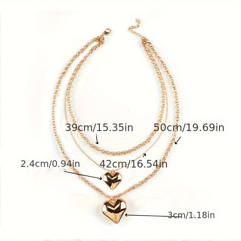 6pcs Stylish Bohemian Heart Jewelry Set - Women'S Multi-Layered Necklace, Bracelet and Earrings | Alloy Fashion Accessories for Casual Wear and Gifts