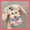 Internet Celebrity Female Model Super Hot Model Long Eared Rabbit Plush Shell Plush Cartoon Cute White ins Style Korean and Japanese for 16/15/14/13/12/11promax Mobile Phone Case iphone15 Autumn and Winter New Model 16pro Flu