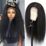 13x4 Lace Front Wigs Human Hair Pre Plucked 250 Density 34 Inch HD Kinky Straight Lace Front Wigs Human Hair 12A Frontal Wigs Human Hair for Women Kinky Straight Wigs Human Hair Black wig