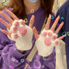 Cat's Paw Gloves Handmade Wool Woven Half Finger Finished Cute Warm Winter Gift For Girlfriend