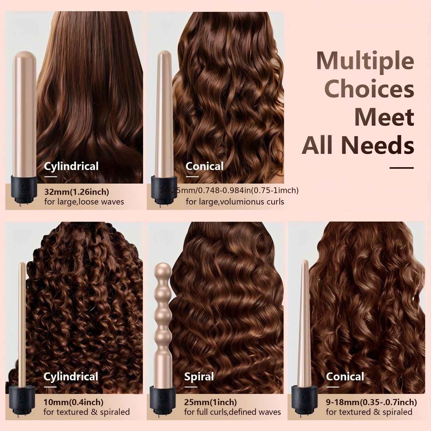 Hair Curling Wand 5in 1 Hair Curlers Iron Set 1.25inch with 5 Ceramic Interchangeable Barrel for Long Short Hair Styling Tool 1inch Hairs Crimper for Women Gifts Birthday Christmas New Year Festival Hairstylist Essentials Sty