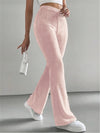 High-Waisted Flare Pants, Elegant Solid Women's Trousers