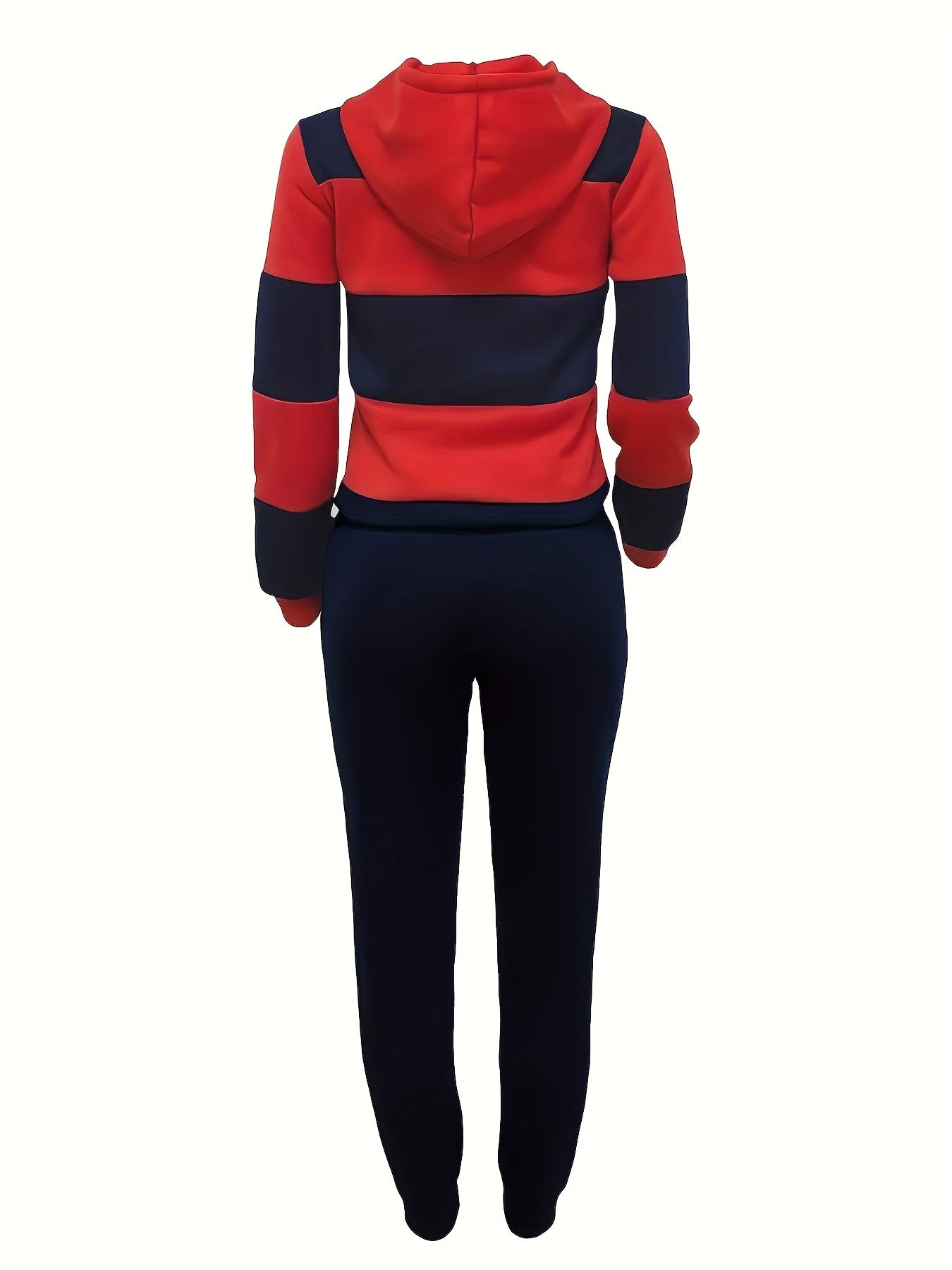 2 Pcs Cozy Striped Lounge Set - Soft Long Sleeve Kangaroo Pocket Hoodie & Drawstring Elastic Waist Jogger Sweatpants - Women's Comfortable Casual Wear for Daily Life