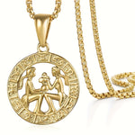 Women'S Men'S Pendant Necklaces 12 Horoscope Zodiac Sign Golden Aries Cancer Scorpio Aquarius Taurus Leo Gemini Virgo Libra Sagittarius Capricorn Pisces 12 Constellations Jewelry Gifts Perfect Birthday Christmas Valentine'S D