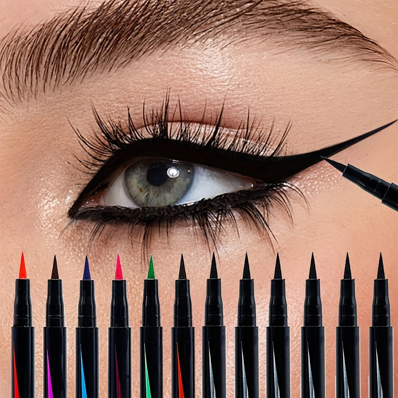 Valentine's Day 12pcs Multi-Color Eyeliner Pen Set - Matte Finish, Perfect for Parties & Christmas Masquerades