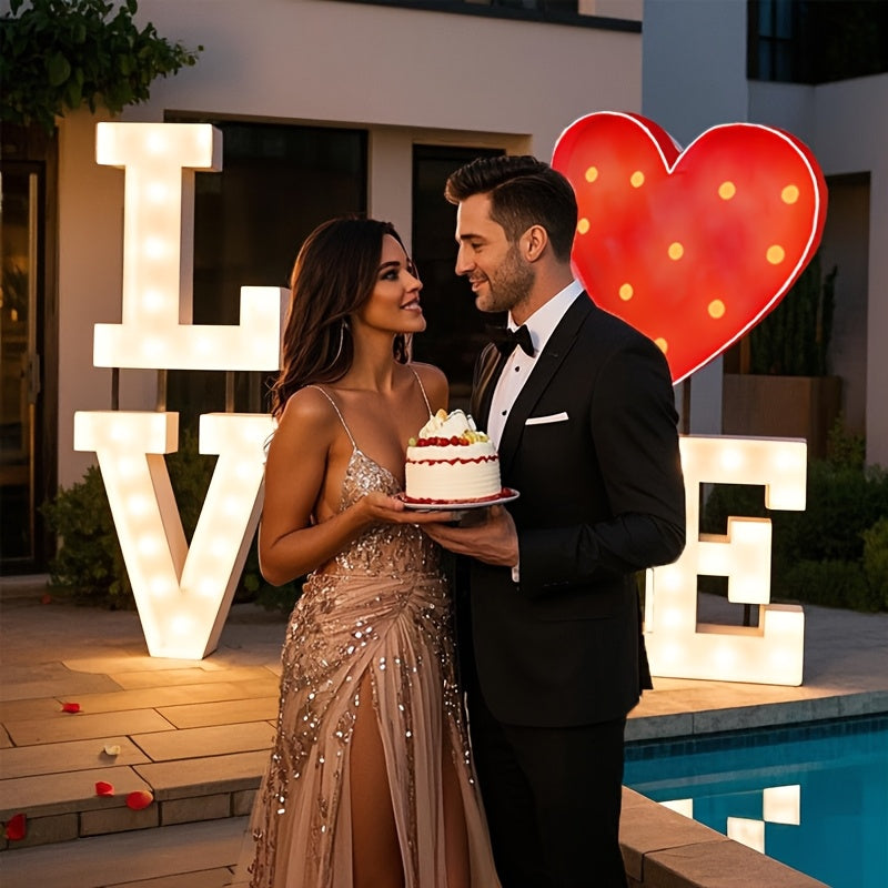 4PCSL Love VE, 3FT Size, Suitable For Indoor And Outdoor Parties Such As Valentine'S Day, Anniversaries, Proposals, Weddings, Love Shows, Etc., Creative DIY