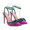 Elegant Bow-Knot Pointed Toe Stiletto Pumps, Solid Color Fabric Upper, Rubber Sole, with Huizhou Crafted for Women'S Fashion Party Shoes, Spring Season