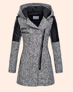 Women Warm Slim Full Zipper Coat Thick Woolen Coat Female Fall Winter Windbreaker Hooded Diagonal Zipper Women's Clothing