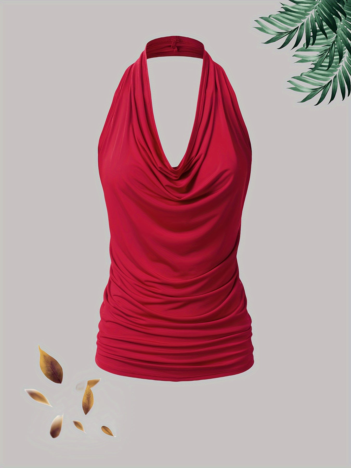 [Lightweight Polyester Halter Neck] 3-Pack Women's Fashion Halter Neck Tanks - Lightweight 210g/m² Polyester Vests - Casual Solid Color Knit 95% Polyester 5% Elastane, Spring/Summer/Fall Collection