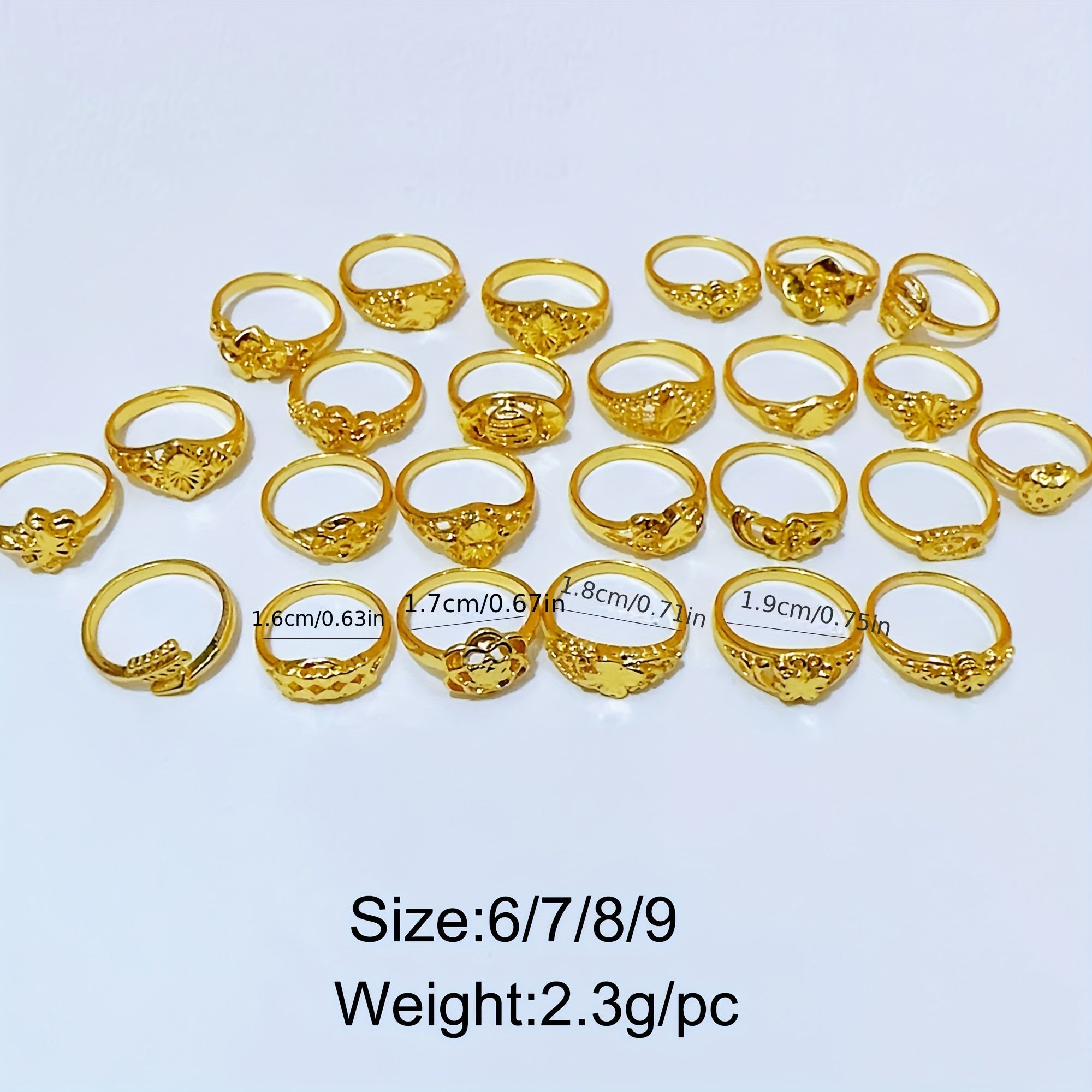 20pcs Electroplated Golden Multi-piece Set Women's Small Jewelry Fashion Ring Party Birthday Event Jewelry