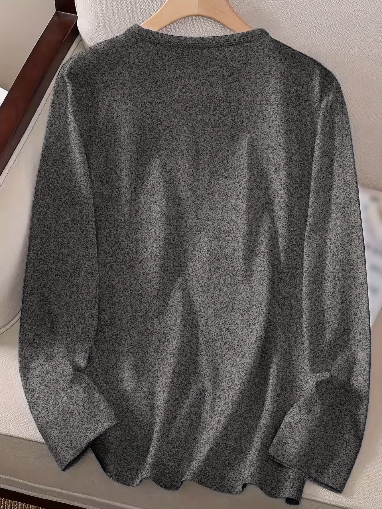 Women'S Long Sleeve Crew Neck T-Shirt with "Mom & Grandma" Letter Print, Casual Polyester Top for All Seasons, Knit Fabric with Medium Stretch, Regular Fit - Applique Detail
