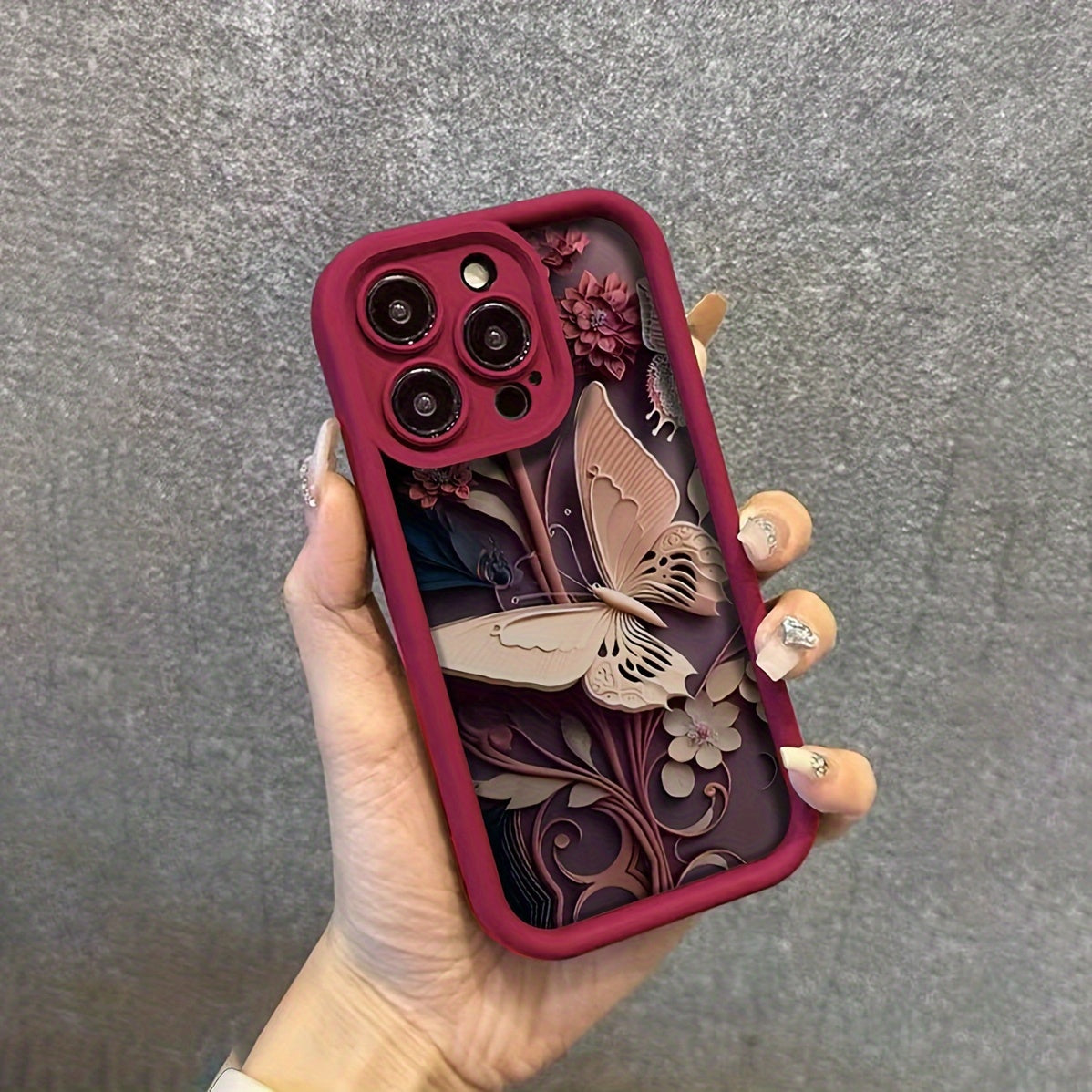 Painted Relief Art Butterfly Frosted All-Inclusive Anti-Fall Protective Mobile Phone Case Suitable for Apple 16Promax//16Plus/16/16Pro/15Promax/15Pro/15Plus/15/14/14Plus/14Pro/14Promax/13/13Pro/13Promax/12/12Pro/12Promax/11/1