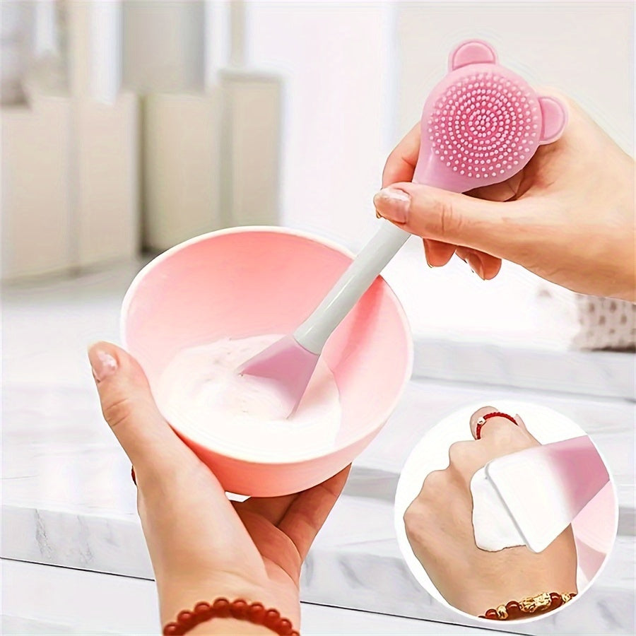 7pcs Facial Cleaning and Care Set - Deep Cleaning, Beauty Spa Mask Brush Kit, Includes Soft Fleece Headband, Headband Tie, Gentle Exfoliating Brush, Detail Silicone Facial Cleansing Brush, Portable Skincare Tool, Includes Was