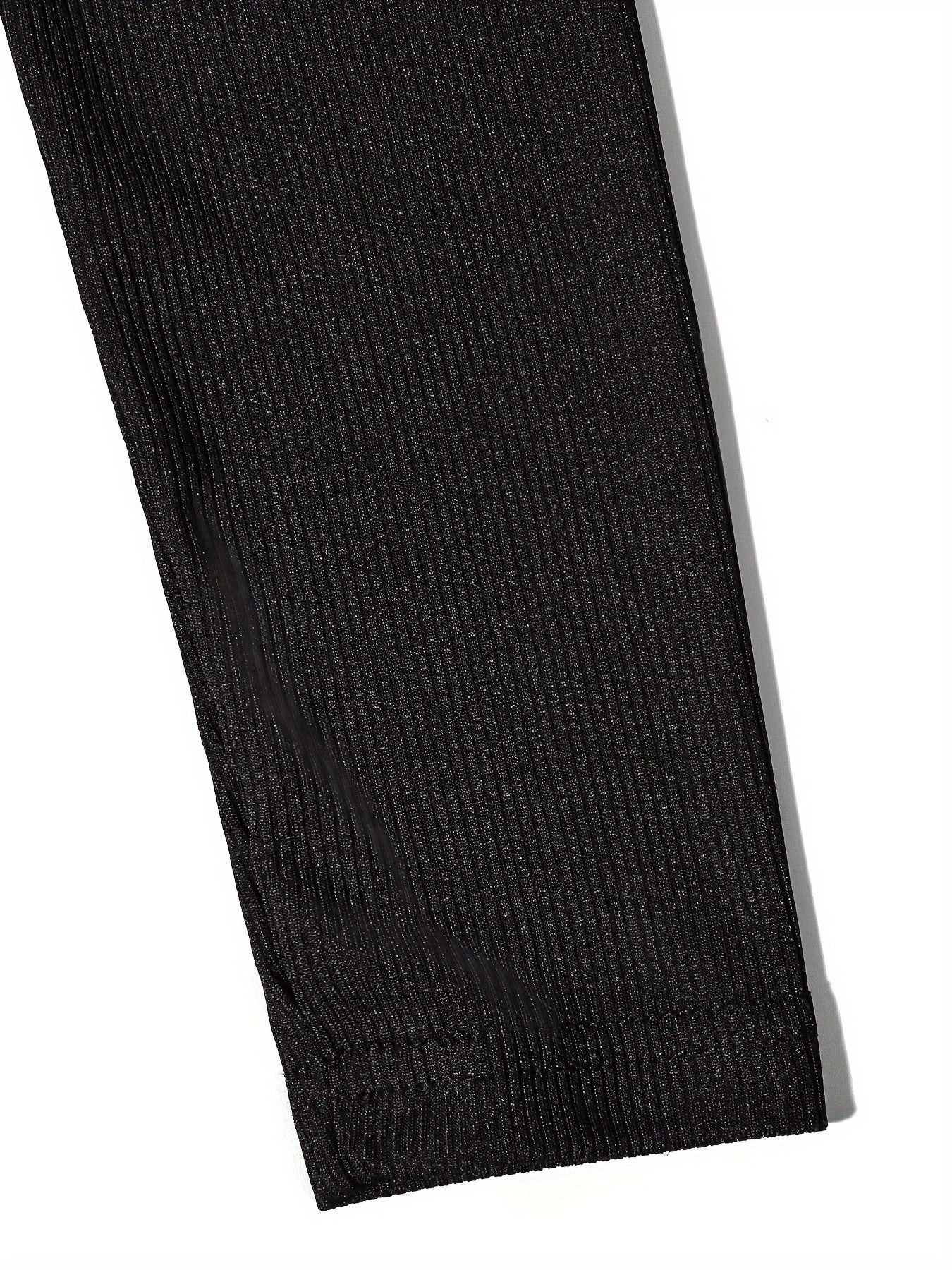 Women'S Sexy Ribbed Zipper Hollow Out Long Sleeve Bodysuit, 95% Polyester 5% Elastane, Solid Color Crew Neck Knit Fabric Unitard, All Season Brief Length - 230g/m²