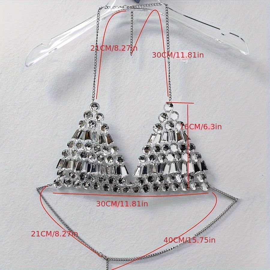 [Y2K Spicy Girl Bra] Acrylic Drill Spicy Girl Hanging Neck Bra - 1PC Y2K Style Decoration for Electronic Music Festivals and Party Outfits
