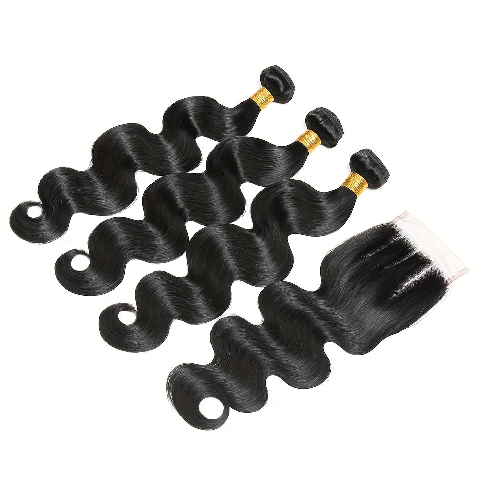 4 Body Wave Bundles with 4x4 Closure Free Part Brazilian Human Hair extension With Closure Virgin Hair 100% Unprocessed Human Hair