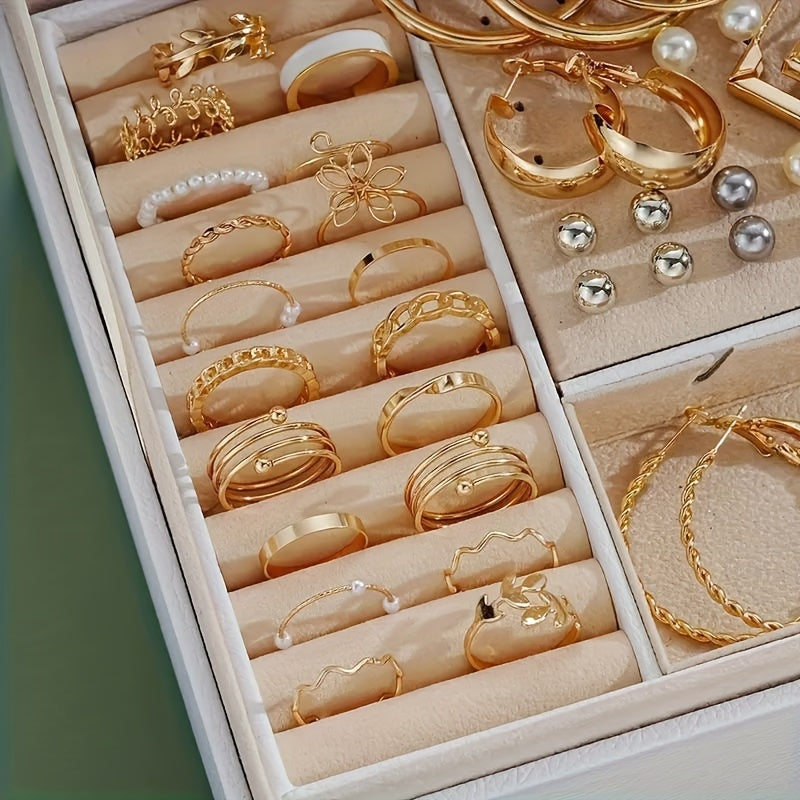 86 Pieces Simple Faux Pearls Love Butterfly Stars Moon Necklace Bracelet Ring Earrings Earrings Jewelry Set Women's Autumn And Winter Daily Match Attend Party Holiday Dating Holiday Gift (No Box)