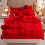 4pcs Queen/King Size Comforter Set | Fluffy Plush Velvet Bed Comforter Sets (1 Duvet+2 Pillowcases+Sheet) | Ultra Soft Thermal All-Season Luxury Bedding for Bedroom, Dorm & Guest Rooms | Queen Size Comforter Set & King Size B