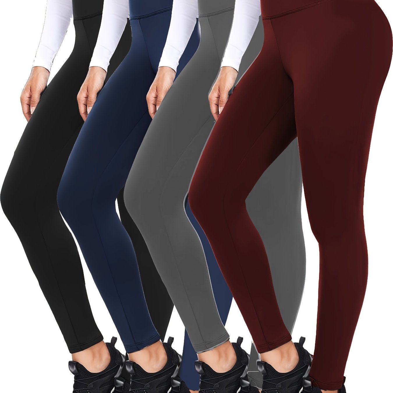 4pcs Set Of Soft And Elastic Women's High Waisted Tight Pants - Comfortable Fitness Yoga Pants, Suitable for Fitness, Exercise, And Daily Wear Casual Pants