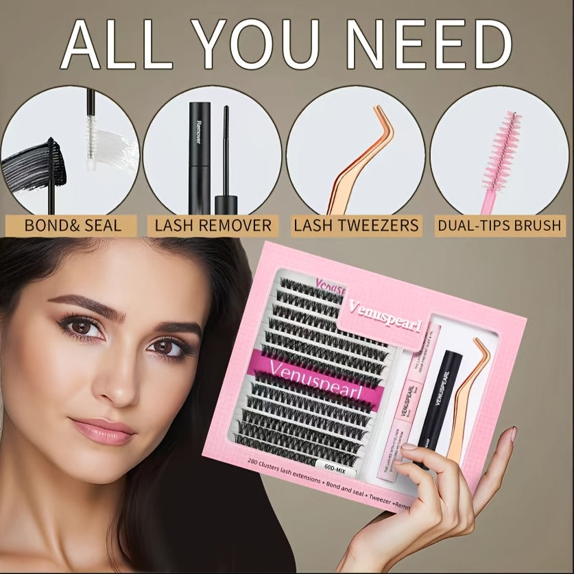 Large Capacity Eyelash Set, Fluffy With Oil Removal, Glue Tweezers, Brush False Eyelash Set, False Eyelashes Length MIX, Suitable For Beginners, As A Valentine'S Day Gift For Family And Friends