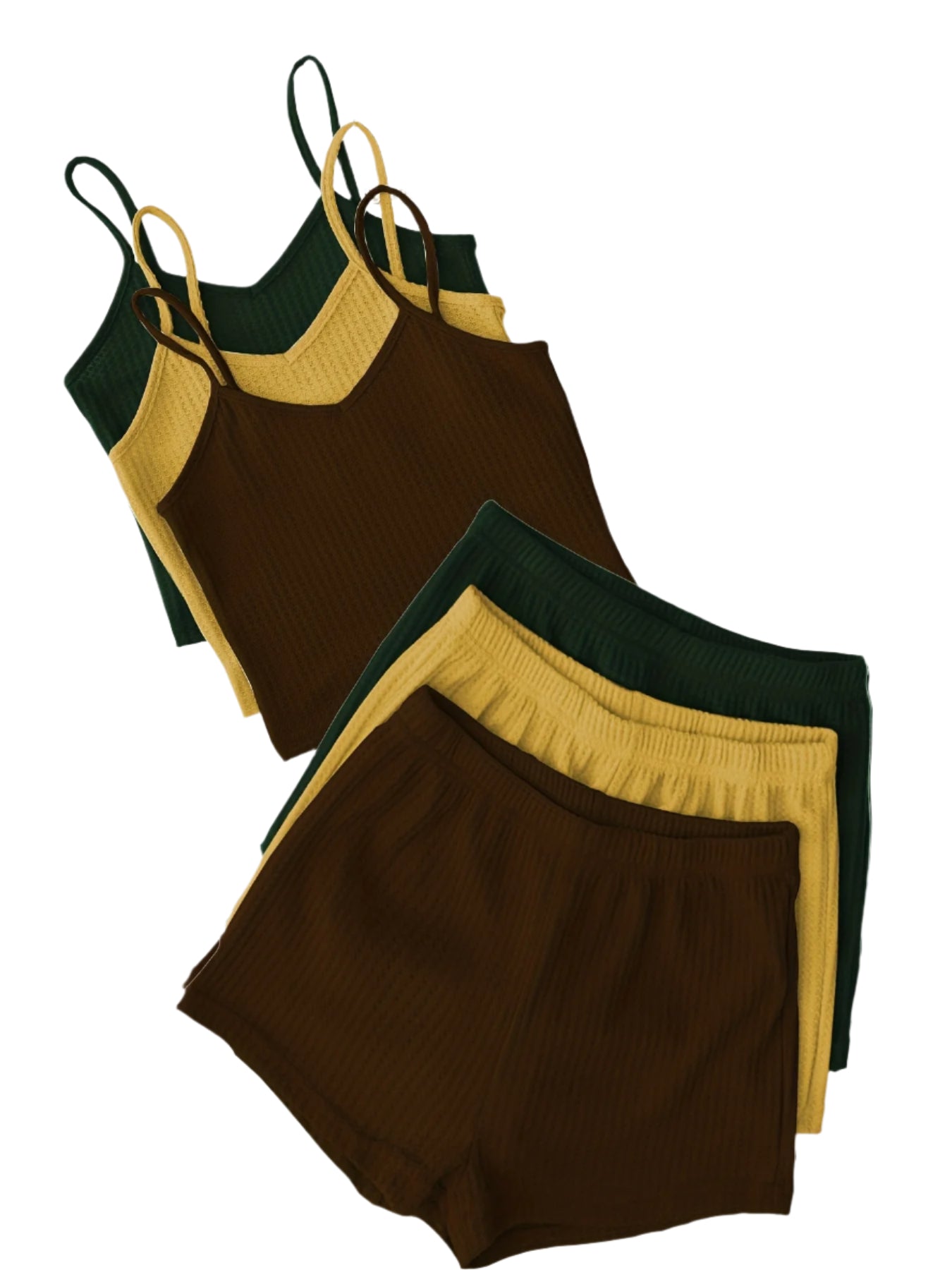 3-Pack Women's Lounge Sets – V-Neck Cami Tops & Elastic Waist Shorts, Backless Solid Color Two-Piece Outfits for Everyday Comfort