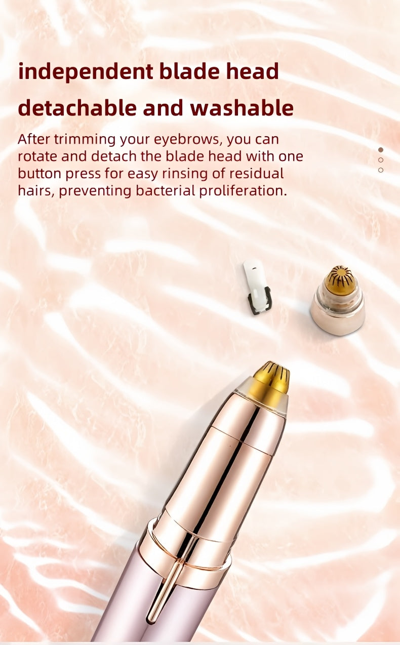 Electric Eyebrow Trimmer, Automatic, USB Charging, Rechargeable Lithium Battery 60mAh, Unscented, Abs Material, with Eyebrow Knife and Shaper (or Blade) for Women, Unisex Body Hair Remover