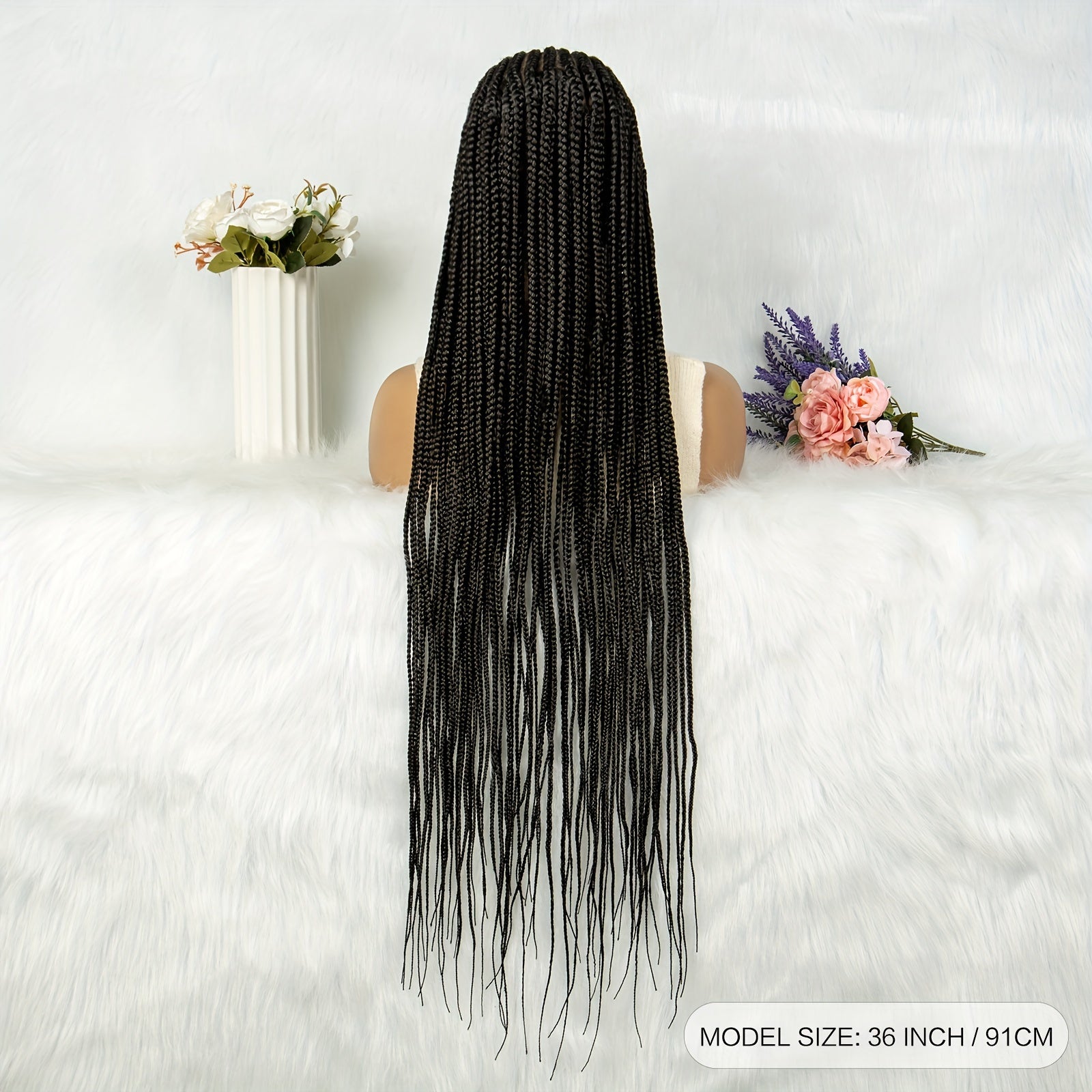36 Inch Conrow Braided Wigs Lace Front Braided Wigs For Women Lace Braided Wigs Box Braid Wig Blended Handmade Braided Lace Front Wigs