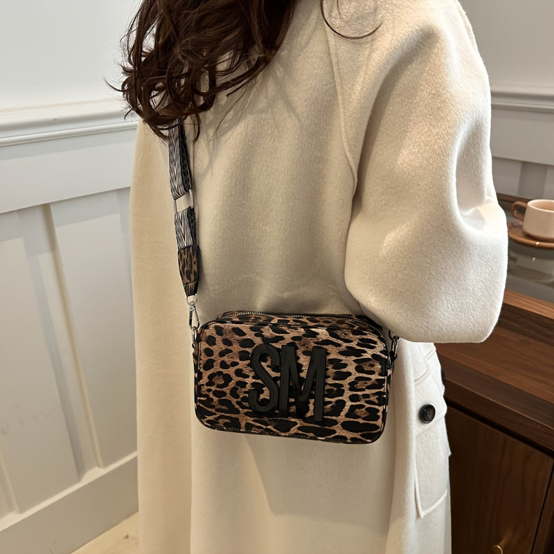 Stylish Crossbody Bag with Wide Strap – Trendy Solid Color Shoulder Bag Featuring Bold "SM" Letter Design, Zip Closure, and Polyester Lining – Available in Coffee Brown, Light Brown, Magenta, White, Red, Green, Black, Sma