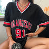 Women's Oversized Graphic Brooklyn Letter Short Sleeve Tee