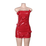 Women's Leather Three-dimensional Love Tube  Package Hip dress