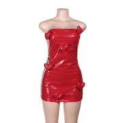 Women's Leather Three-dimensional Love Tube  Package Hip dress