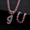 Hip Hop Y2K Style Pink Sexy Lips Pendant Necklace and Bracelet Set, A-Z Initials, Rhinestone Inlay, Zinc Alloy, Perfect for Daily Wear or Parties, Ideal Valentine's Day Gift for Men and Women, Hip Hop Jewelry