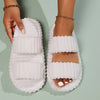 Elegant Women's Plush Slippers with Warm Lining - Striped Open Toe, Non-Slip EVA Sole, Cozy Indoor Comfort